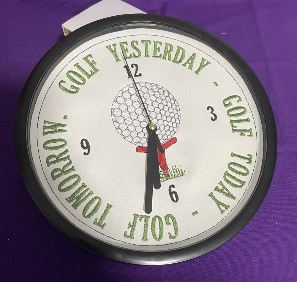 In The Hoop Golf Clock Face Digital Download Machine Embroidery Design File 8&times;8 or 12&times;8 Hoop