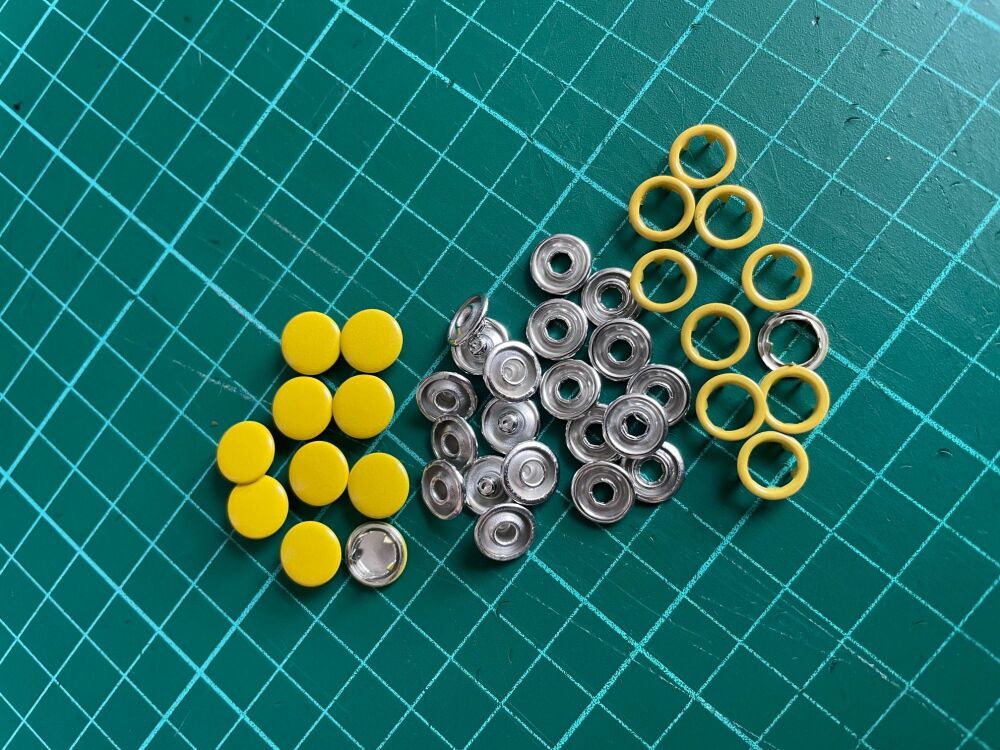 9MM Metal Snap Fastener Mustard/Yellow Pack of 10 Sets