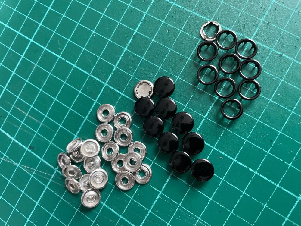 9MM Metal Snap Fastener Black Pack of 10 Sets