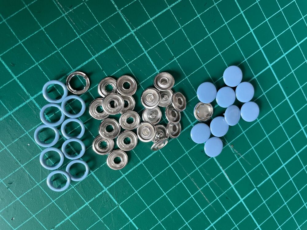 9MM Metal Snap Fastener Light Blue Pack of 10 Sets