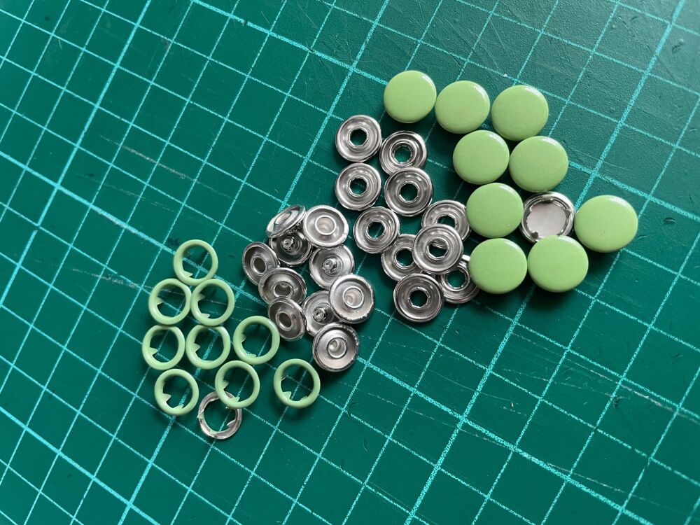 9MM Metal Snap Fastener Green Pack of 10 Sets