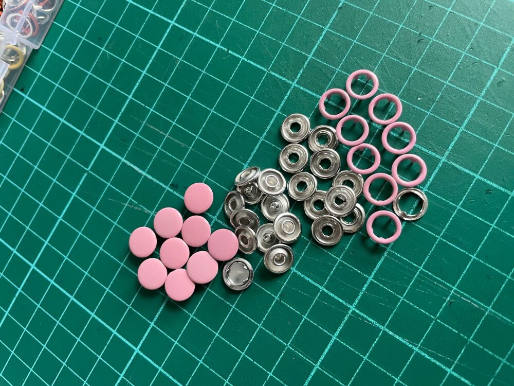 9MM Metal Snap Fastener Pink Pack of 10 Sets