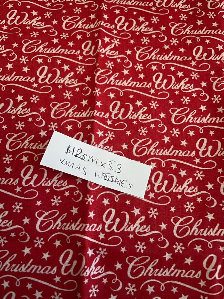 CHRISTMAS WISHES FABRIC 112CM X 53CM 001