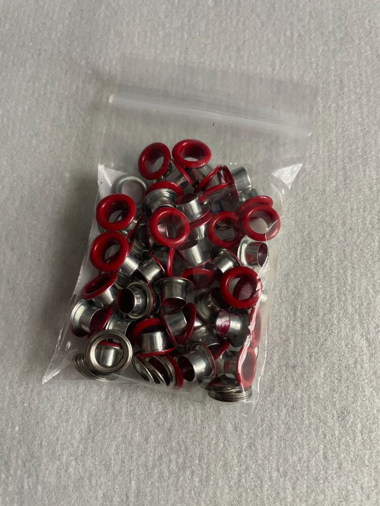 6MM METAL EYELETS 50PK RED