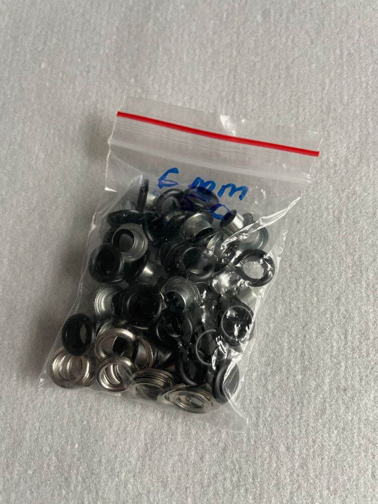 6MM METAL EYELETS 50PK BLACK