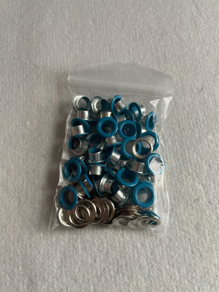 6MM METAL EYELETS 50PK BLUE
