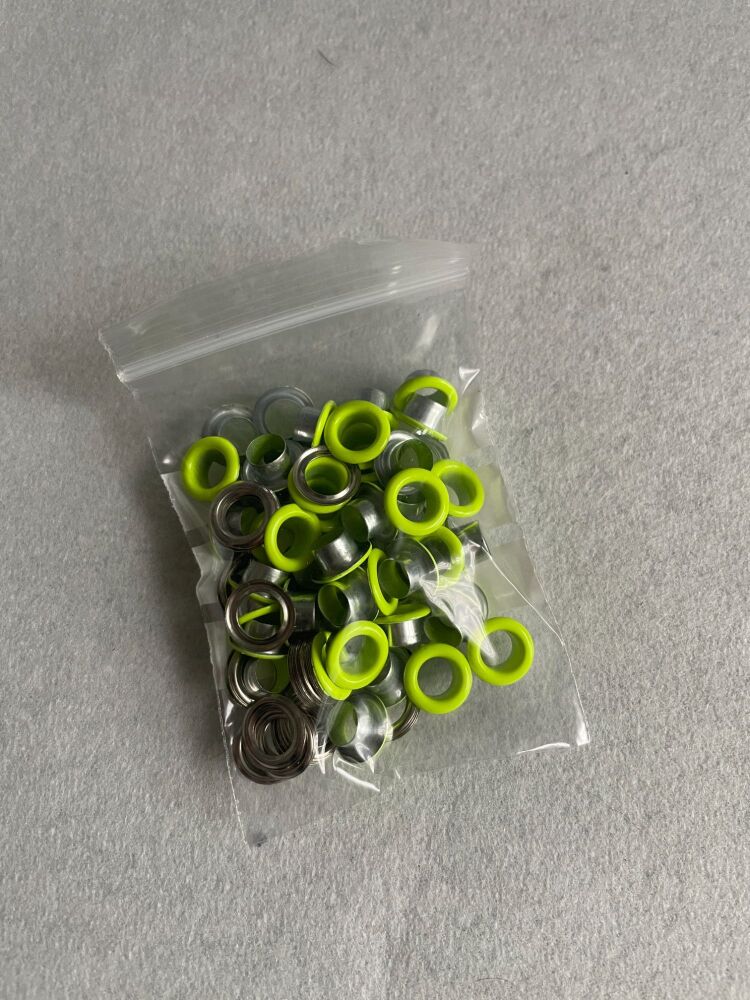 6MM METAL EYELETS 50PK BRIGHT GREEN