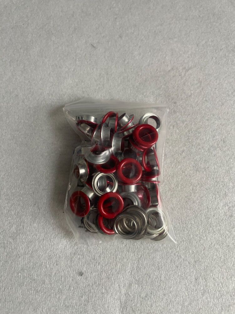 8MM METAL EYELETS 50PK RED