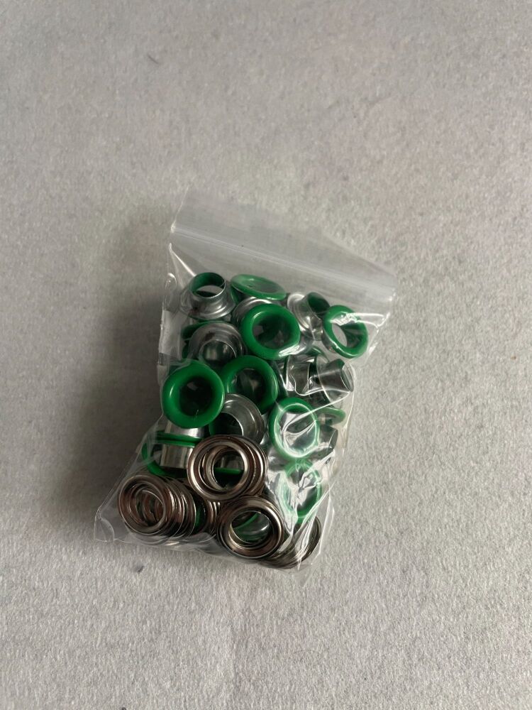 8MM METAL EYELETS 50PK GREEN