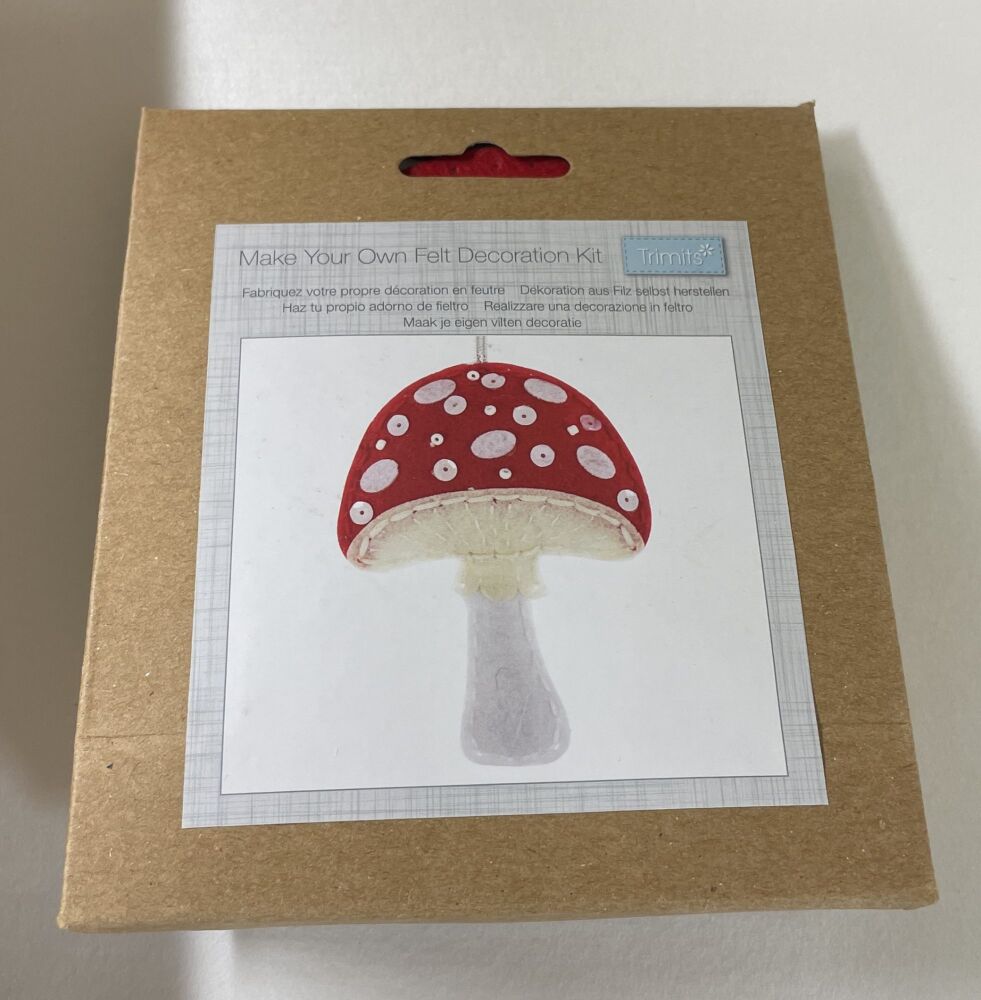 Make your own felt toadstool hanging decoration