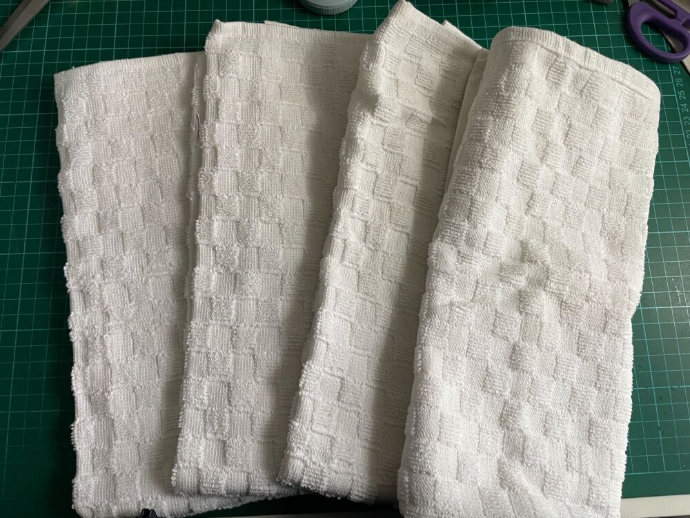 New Product 100% Cotton Tea towels 4pk, White Check