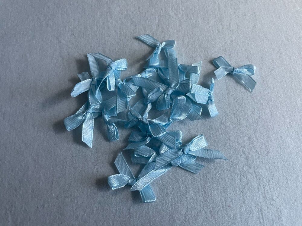 SATIN BOWS- 3CM- BABY BLUE