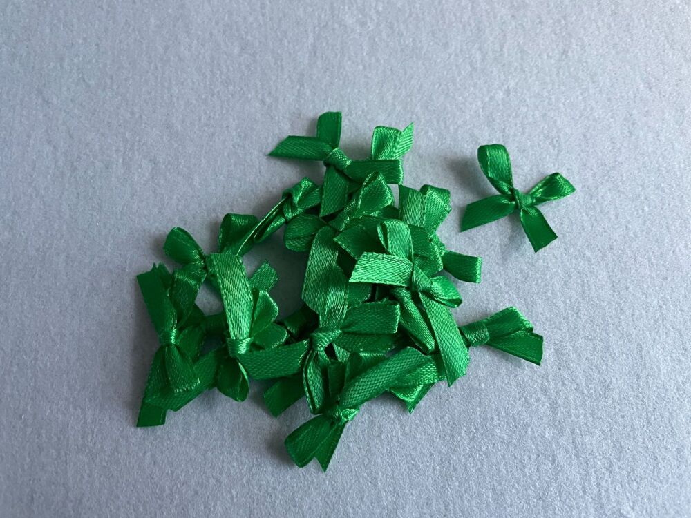 SATIN BOWS- 3CM- GREEN
