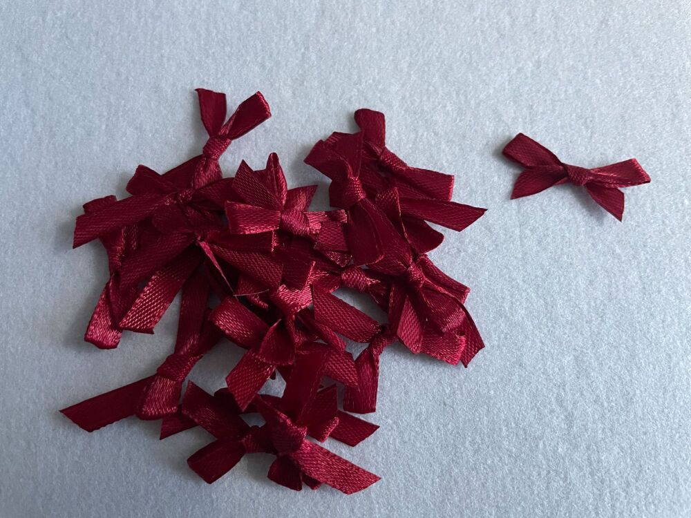 SATIN BOWS- 3CM- DEEP RED