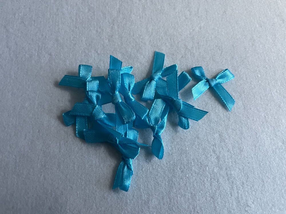 SATIN BOWS- 3CM- BRIGHT BLUE