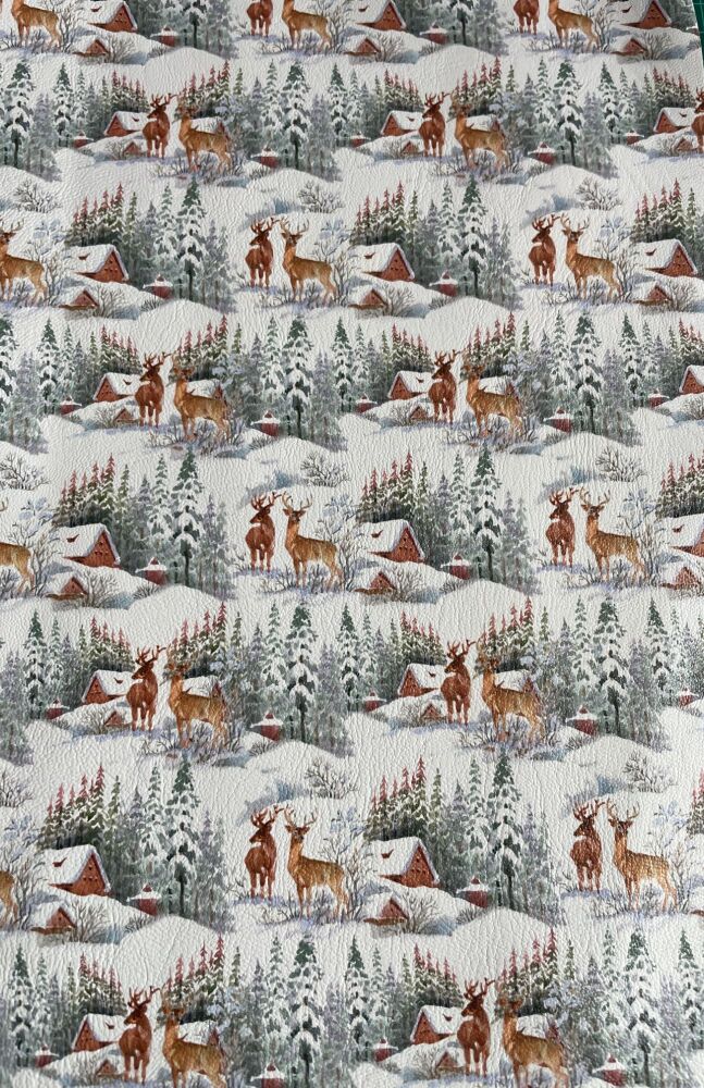 Christmas Deer Faux Leather/Vinyl A4 Size
