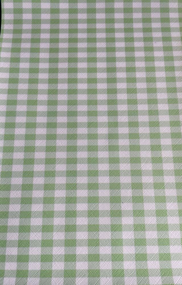 Light Green Check Faux Leather/Vinyl A4 Size