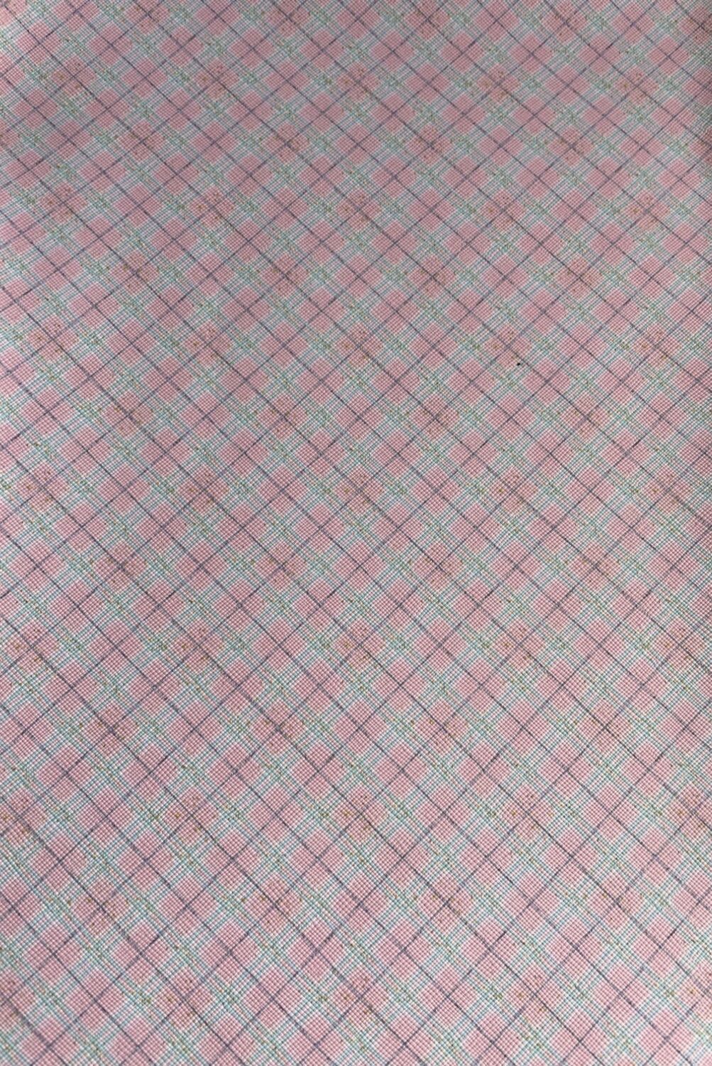 Pink Check Faux Leather/Vinyl A4 Size