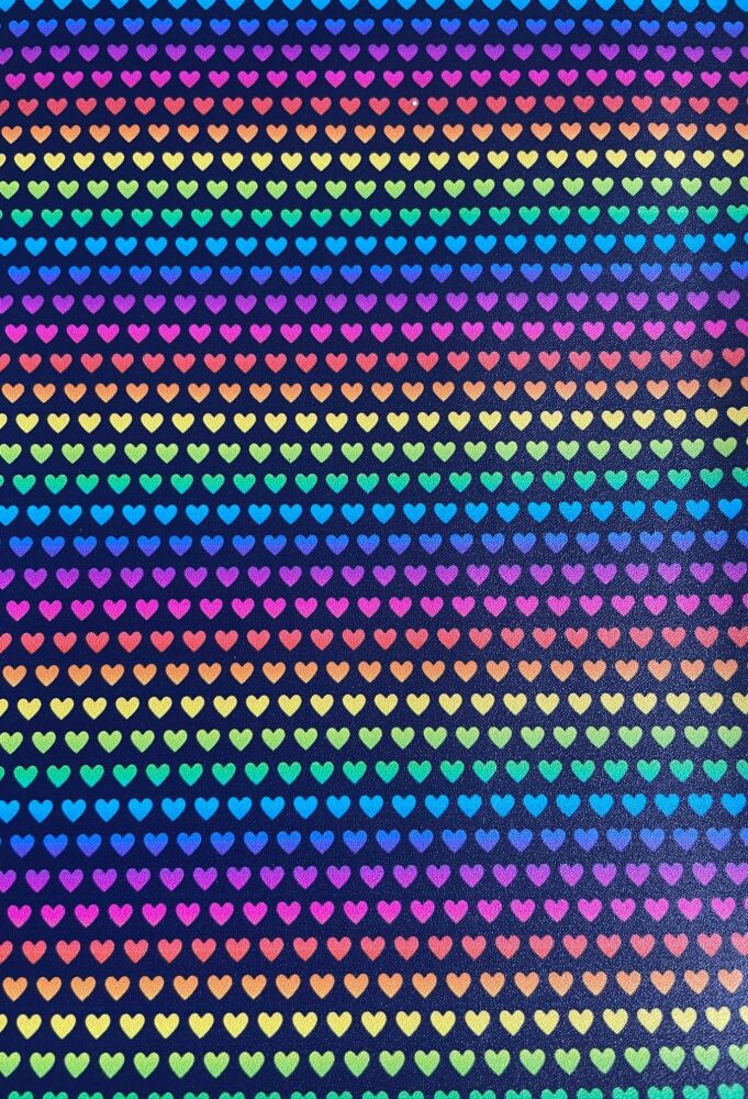 Rainbow Hearts Faux Leather/Vinyl A4 Size