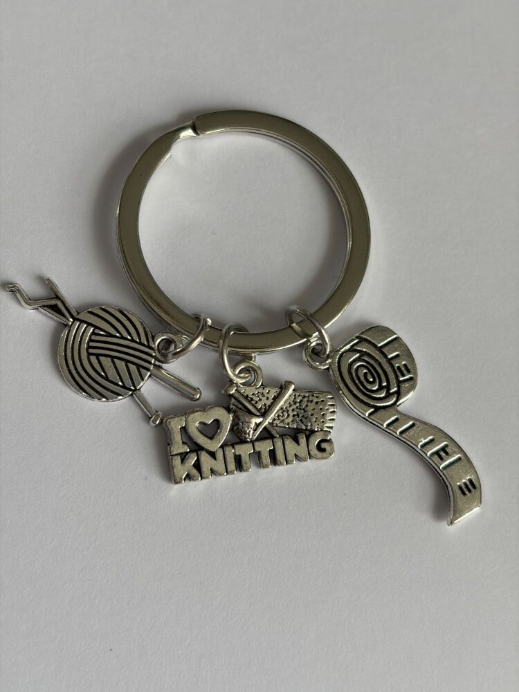 New Product Silver Look Knitting Keyring
