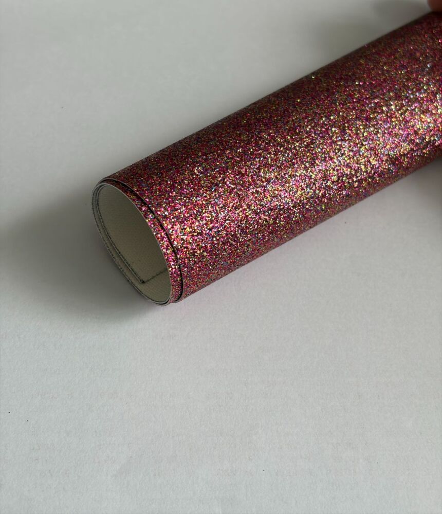 Fine Glitter Faux Leather DEEP PINK