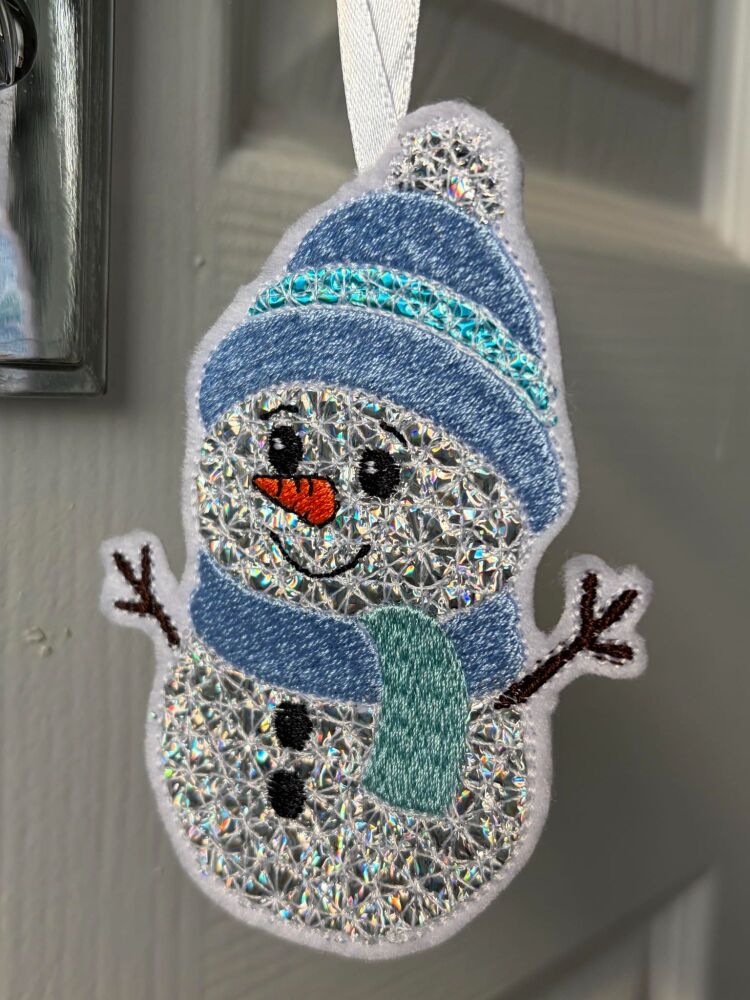 In The Hoop Foil Snowman Hanger Digital Download Machine Embroidery Design File 4x4 Hoop