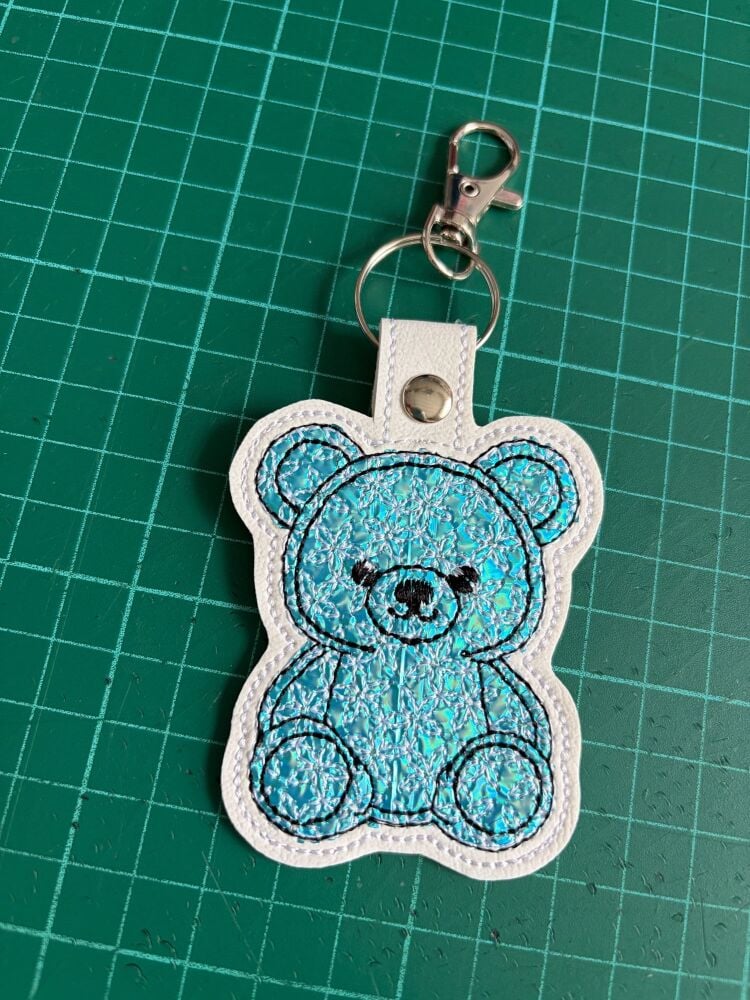 In The Hoop Foil Teddy Keyring Digital Download Machine Embroidery Design File 4&times;4 Hoop
