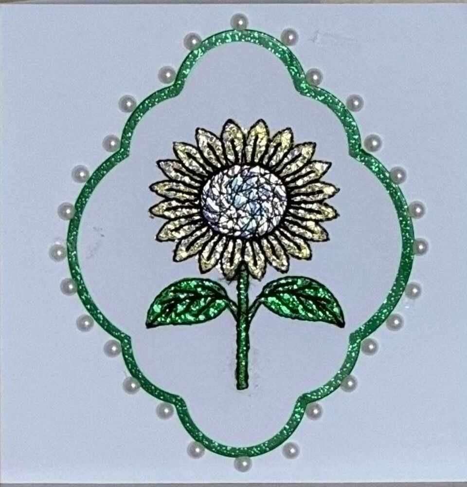 In The Hoop Foil Sunflower Digital Download Machine Embroidery Design File 4x4 Hoop
