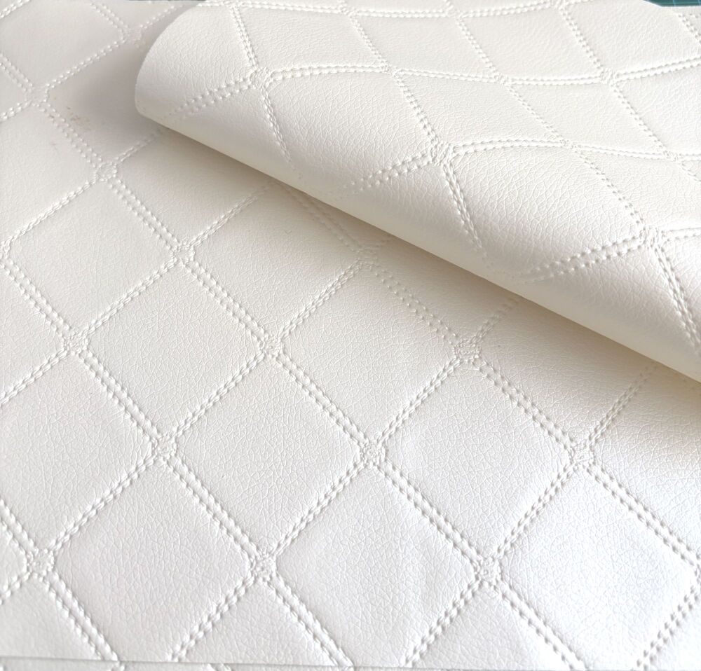  FAUX LEATHER , beautifully soft, great for sewing and embroidery 020 cream diamond