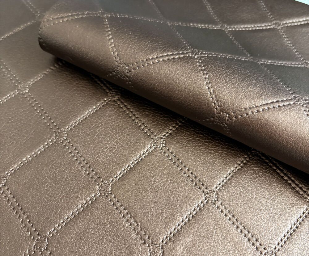  FAUX LEATHER , beautifully soft, great for sewing and embroidery 022 brown/bronze diamond