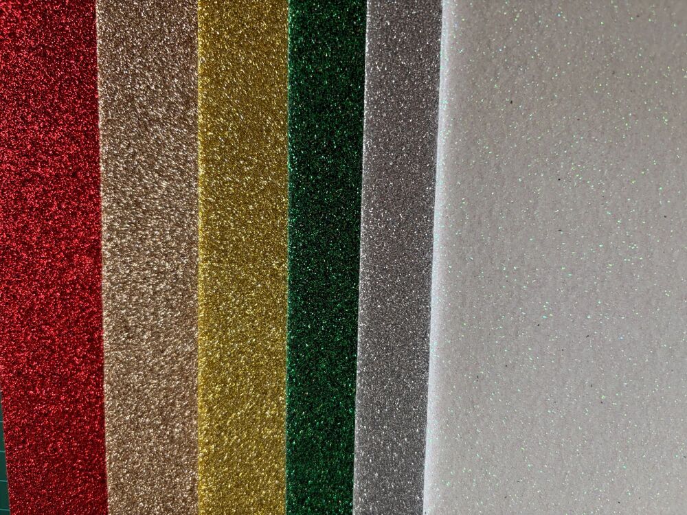  CHRISTMAS GLITTER FELT PACK OF 12- 23cmX 30cm