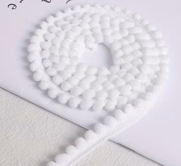 New Product White Pom Pom Trim 1cm wide Price per metre