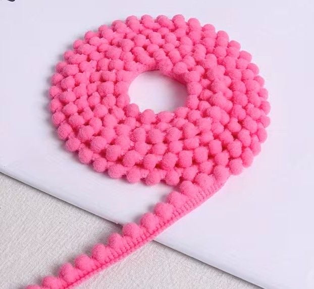 New Product Pink Pom Pom Trim 1cm wide Price per metre