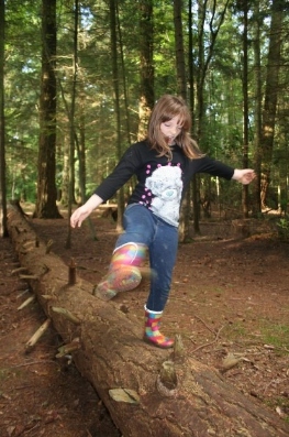 Emma balancing on pine Emma balancing on pine