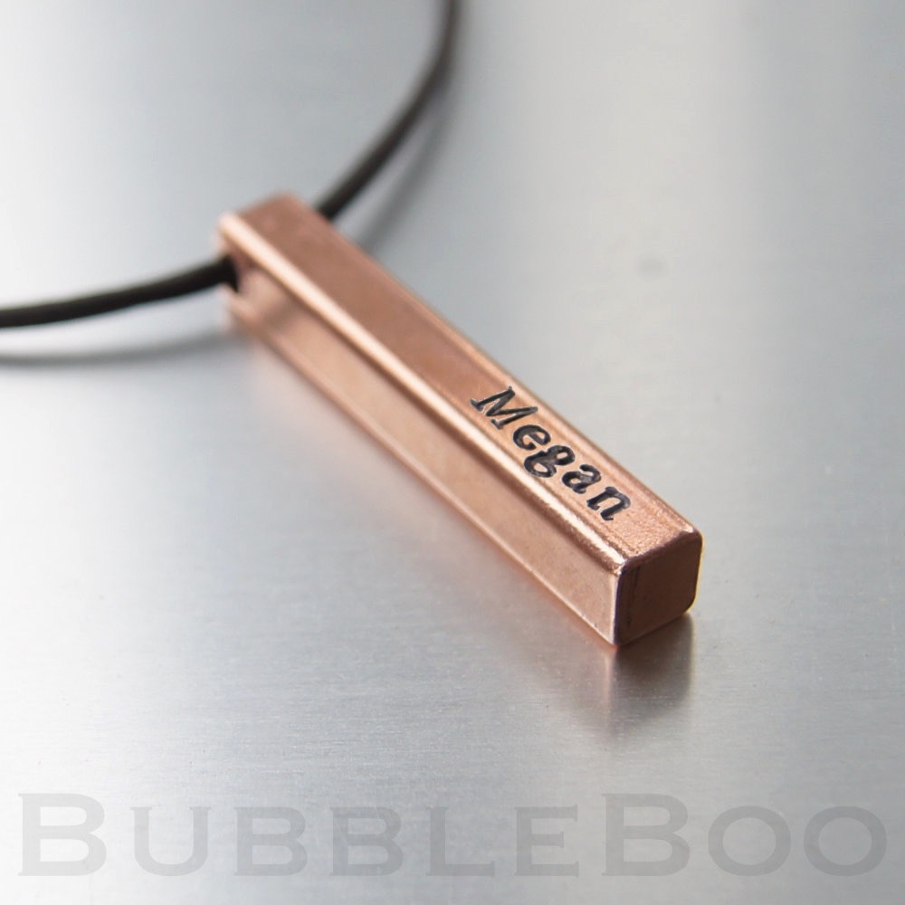 Square Bar Copper personalised Pendant Necklace