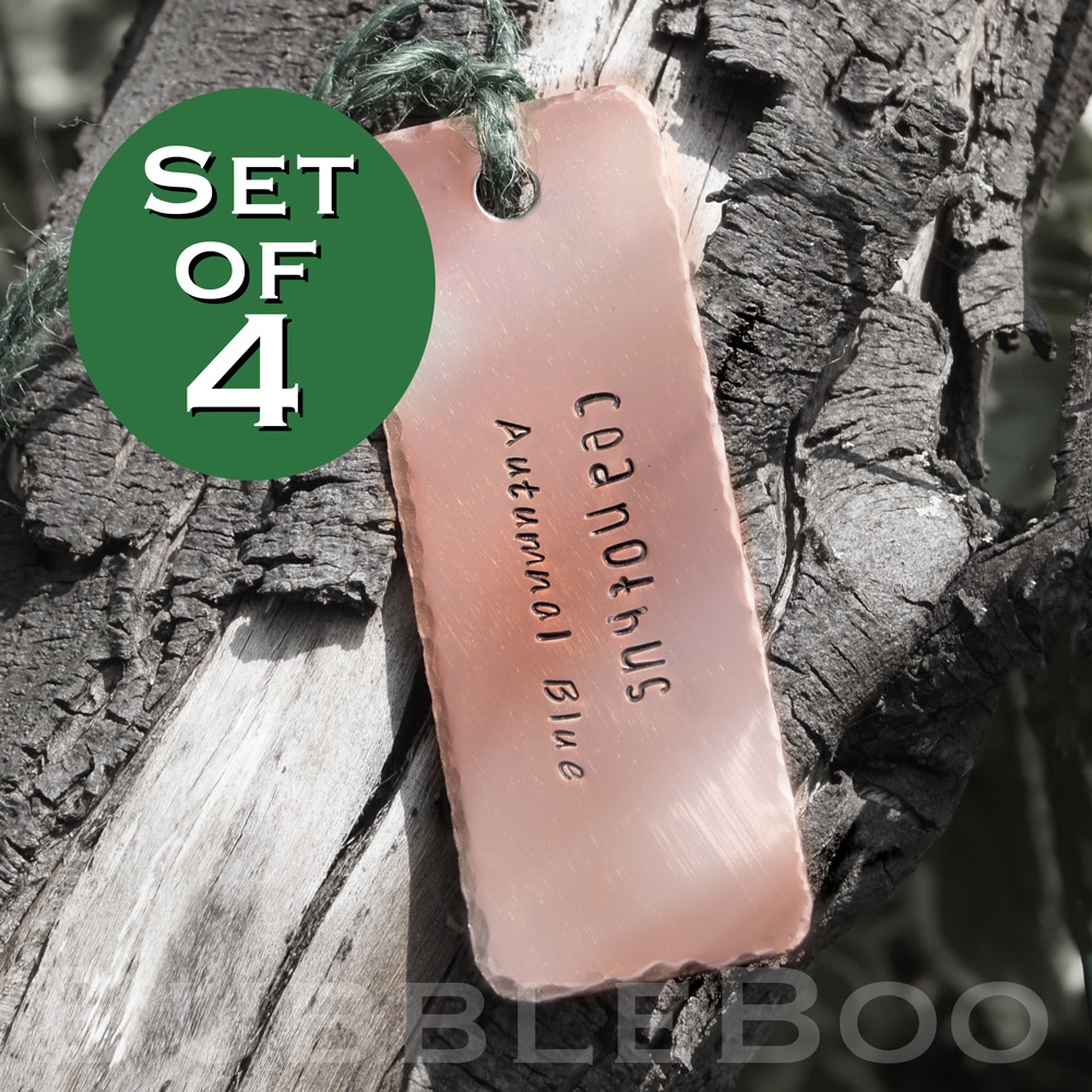 Set of 4 Personalised copper hand-stamped Garden Plant Tags.