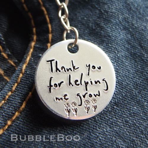 Teacher Gift Keyring - Thank you for helping me grow