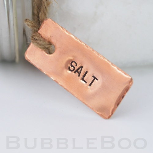 Copper Pantry Tags, Personalised Hand Stamped Copper, Kitchen labels, Tea,