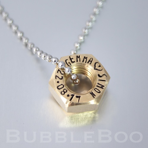 Brass Hex Nut Necklace.