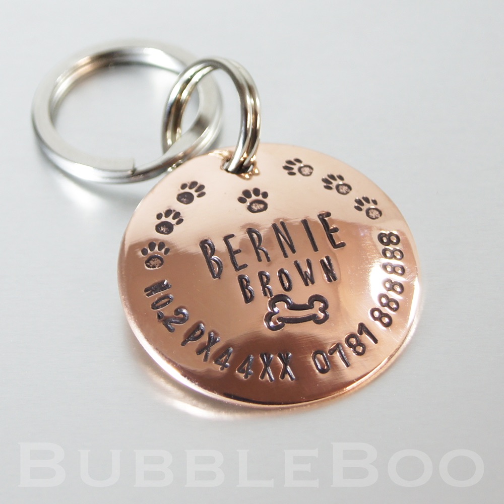 Pet Id Tag with paw prints and bone