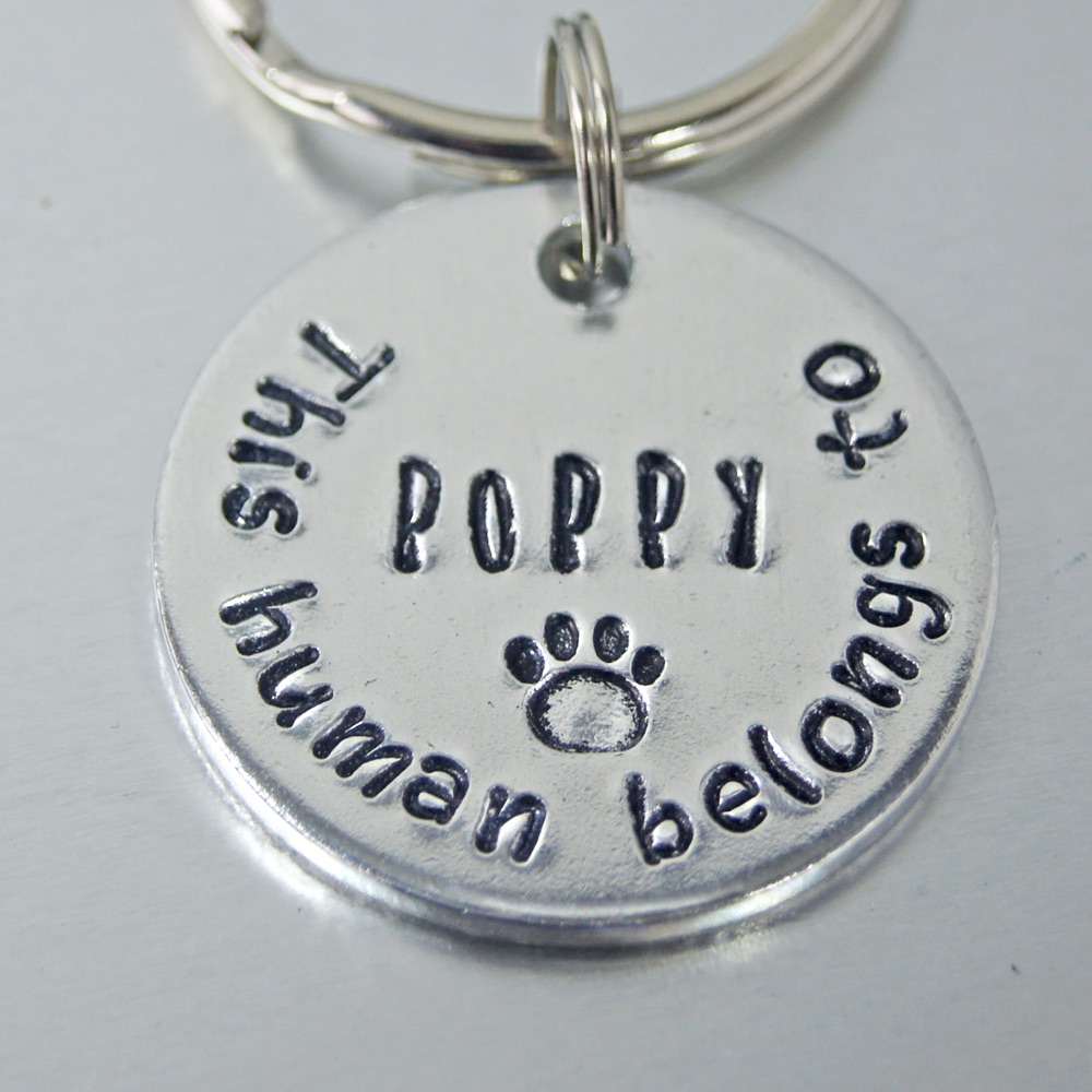 This Human belongs to Keyring, personalised with pet name, for animal lover