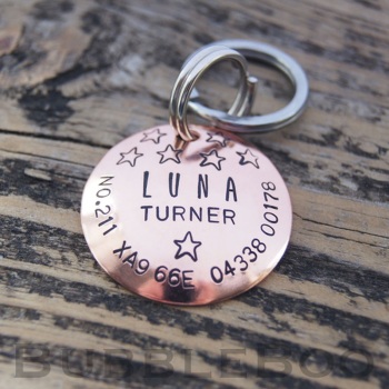 Pet Dog Name Tag. With Stars.
