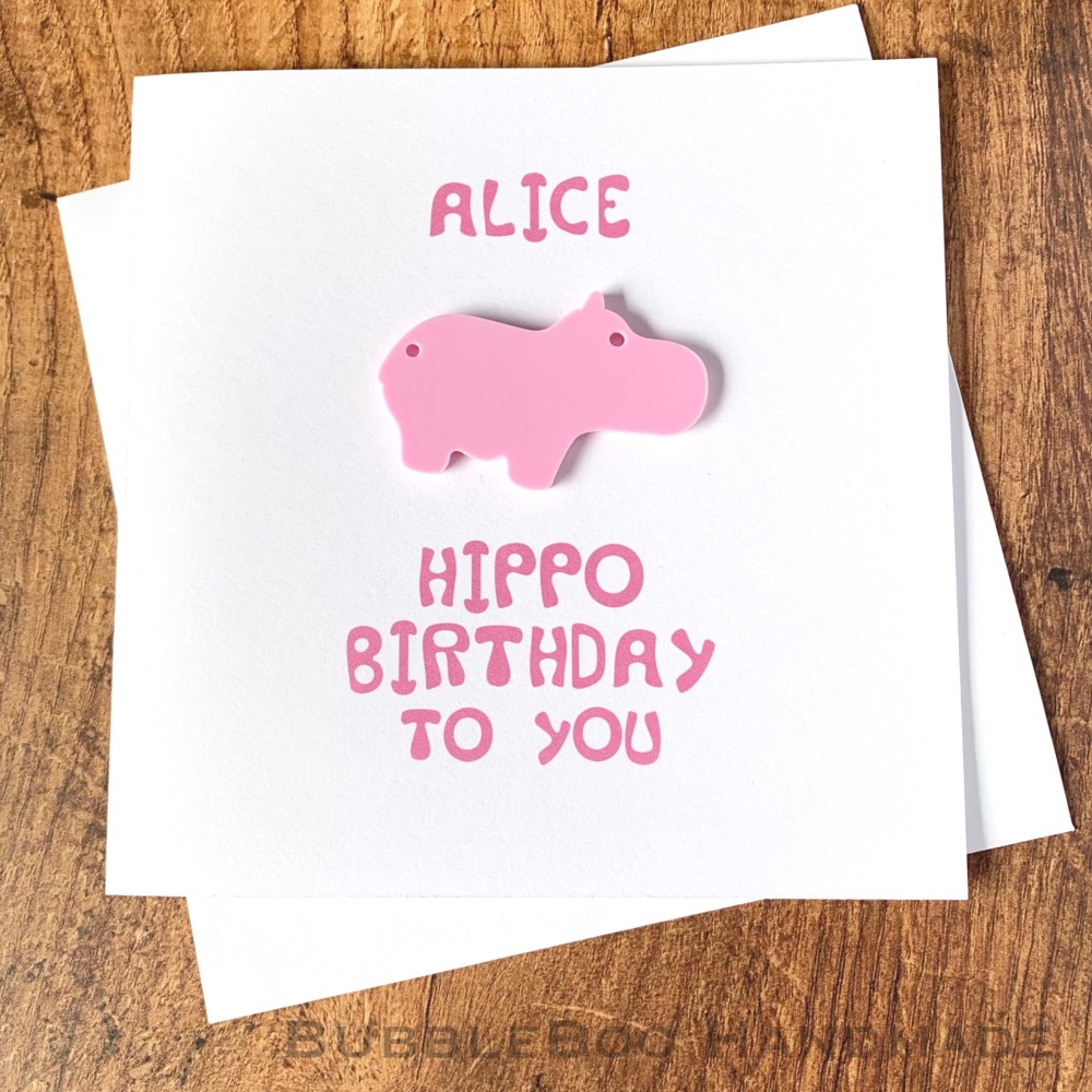 Hippo Birthday To You. Birthday Card With Attached Hippopotamus