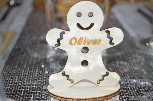 Personalised Table Name Settings, Gingerbread Man Design