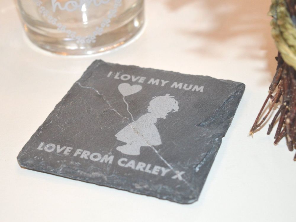 I Love My Mum Coaster (Girl)