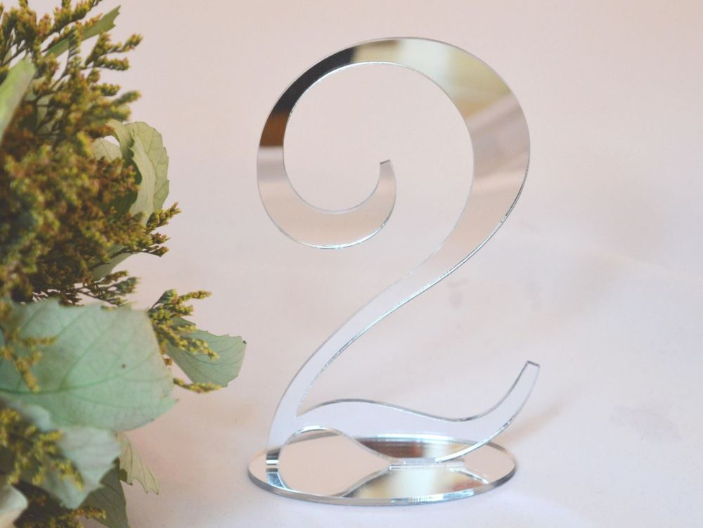 Silver Mirror Acrylic Table Numbers
