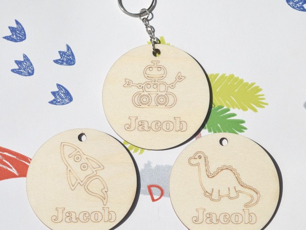 Children's Wooden School Name Bag Tags
