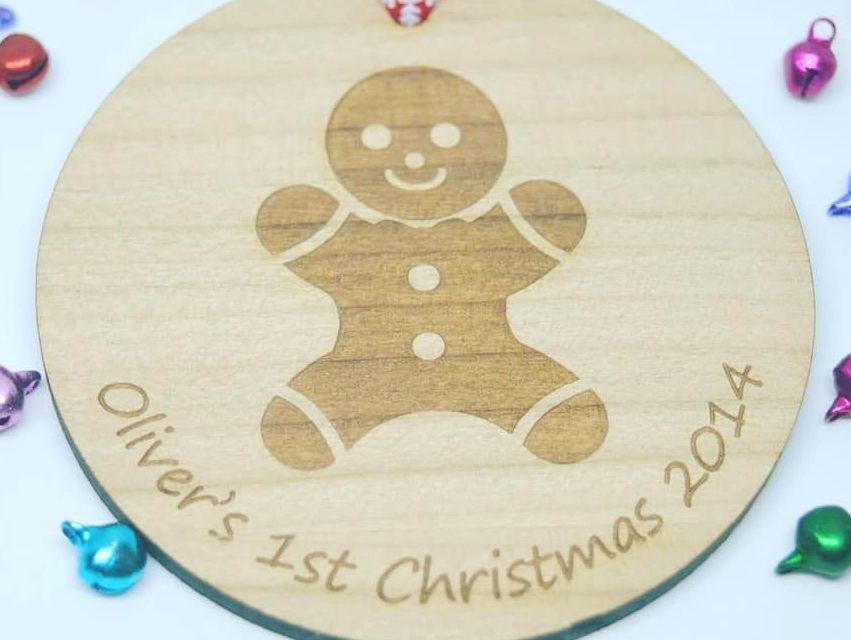 Gingerbread Man 1st Christmas Wooden Bauble