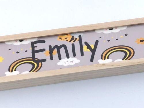 Personalised Bumble Bee And Rainbow Pencil Crayon Set