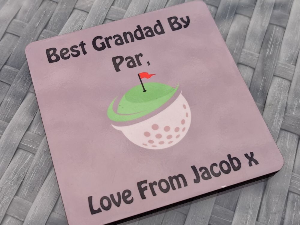 Best Grandad By Par Personalised Coaster